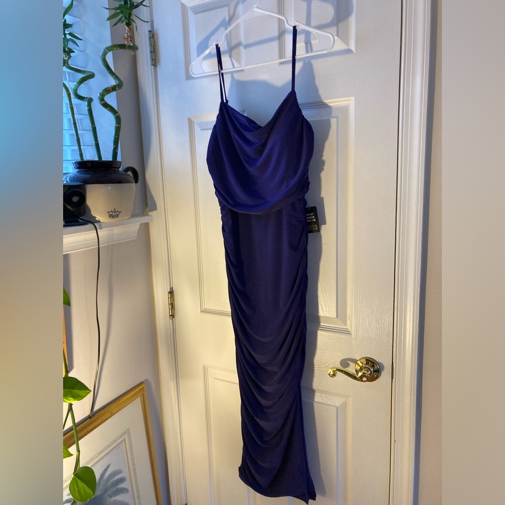 Elegant Purple Draped Dress